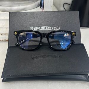Chrome Hearts Black and Gold Blue Light Sunglasses
